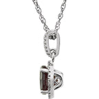 Mozambique Garnet & 1/10 CTW Diamond Necklace 18" - 14k White gold