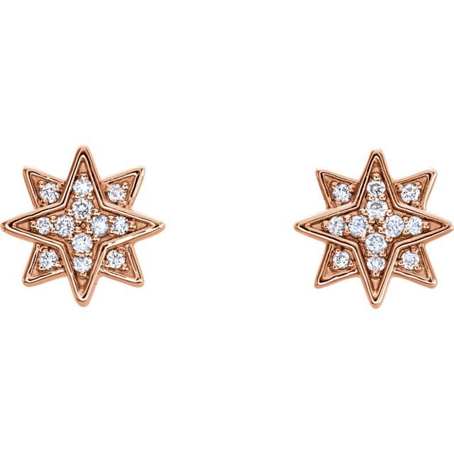 0.08 CTW Diamond Star Earrings - 14K Gold (Y, R OR W)