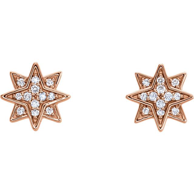 0.08 CTW Diamond Star Earrings - 14K Gold (Y, R OR W)
