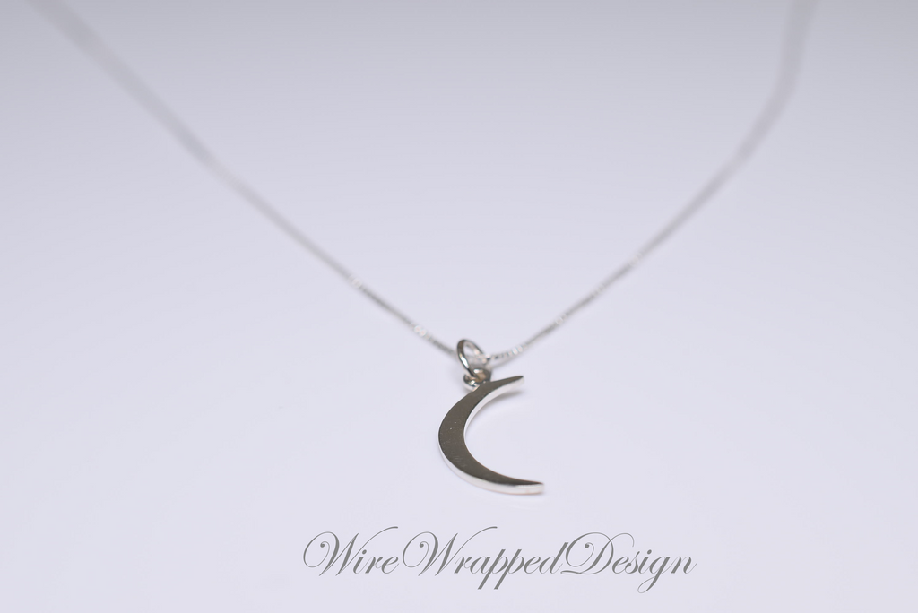 Crescent Moon Necklace - 925 Sterling Silver