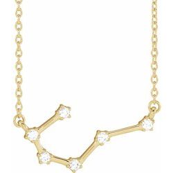 1/8 CTW Diamond Cancer 16-18" Zodiac Constellation Necklace - 14k Gold (Y, W or R) - wwdesignjewelers.com