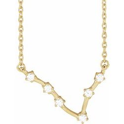 1/8 CTW Diamond Pisces 16-18" Zodiac Constellation Necklace - 14k Gold (Y, W or R) - wwdesignjewelry.com
