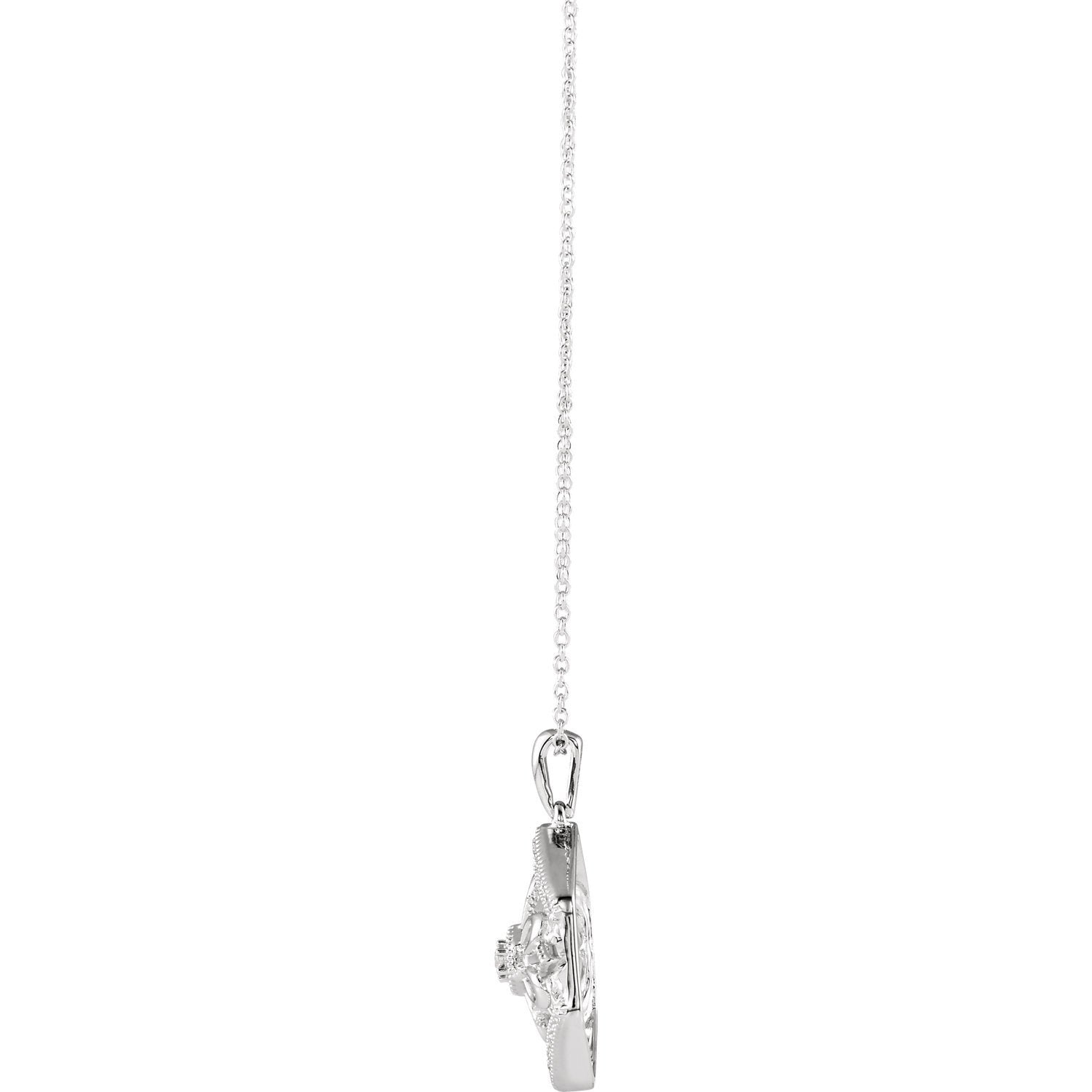Sterling Silver 1/10 CTW Diamond Filigree 16-18" Necklace