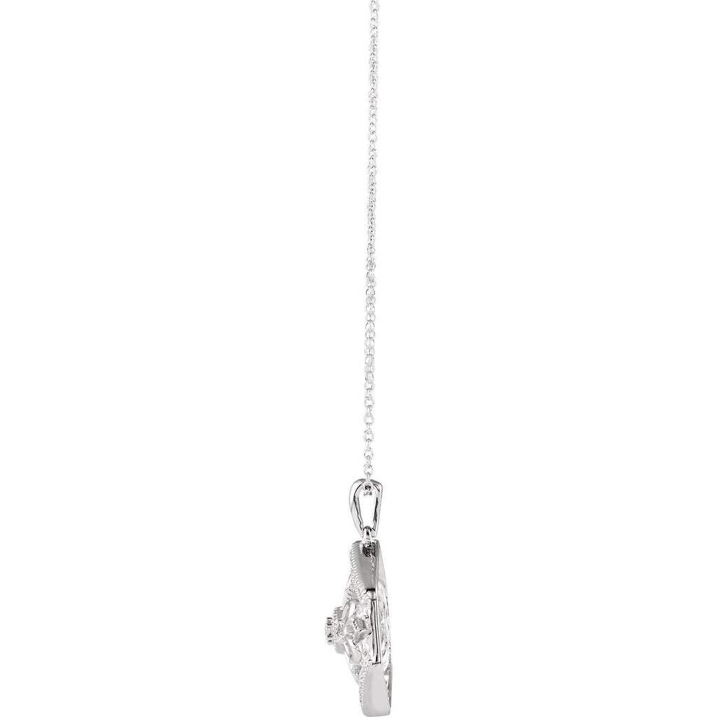 Sterling Silver 1/10 CTW Diamond Filigree 16-18" Necklace