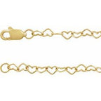 Heart Link Chain 16" Necklace - 14k Yellow Gold