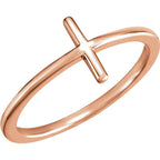 Sideways Cross Ring - Sterling Silver, 14k Gold (Y, W or R)