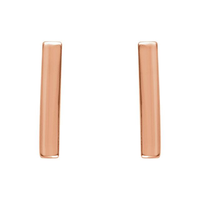Vertical Bar Earrings - 14K Rose Gold