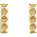 Small Pyramid Bar Earrings - 14k Gold (Y, W or R), Platinum or Sterling Silver