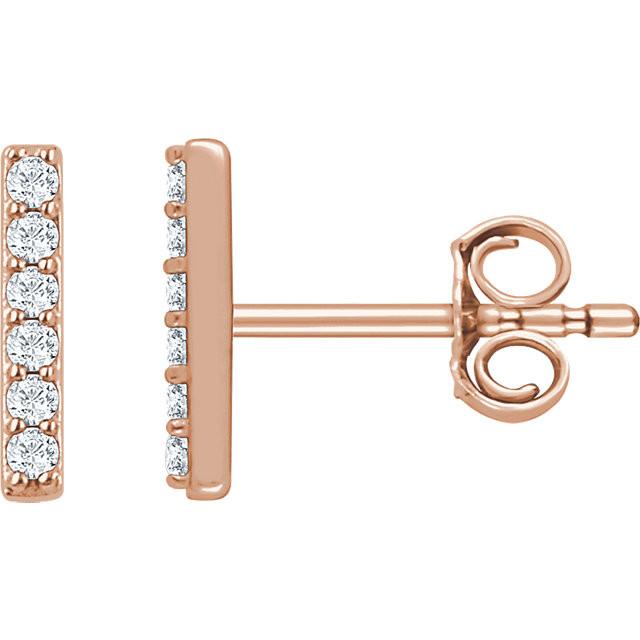 1/10 CTW Diamond Vertical Bar Earrings - 14K Rose Gold