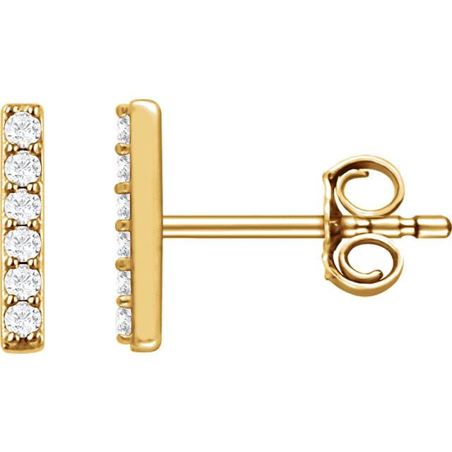 1/10 CTW Diamond Vertical Bar Earrings - 14K Yellow Gold