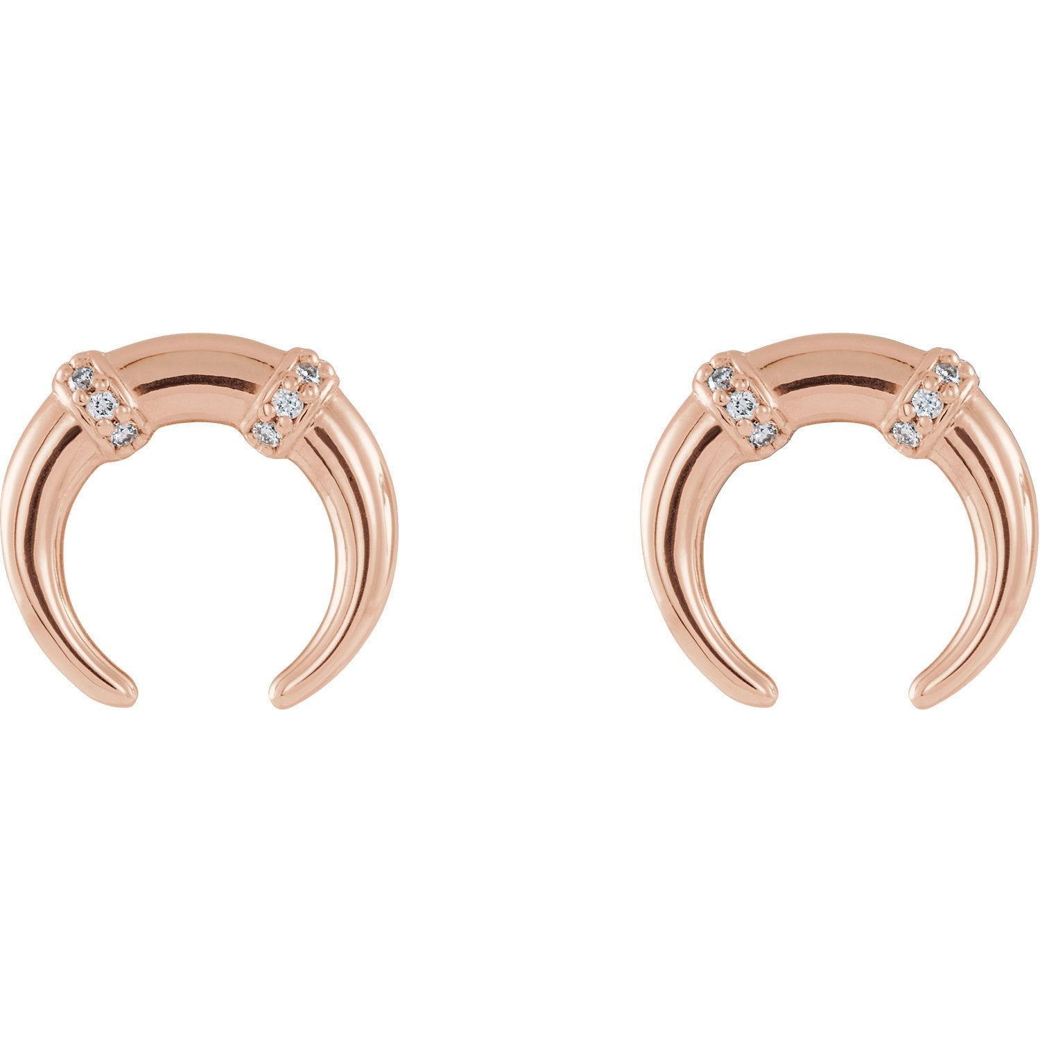 14K Rose Gold 0.02 CTW Diamond Crescent Earrings