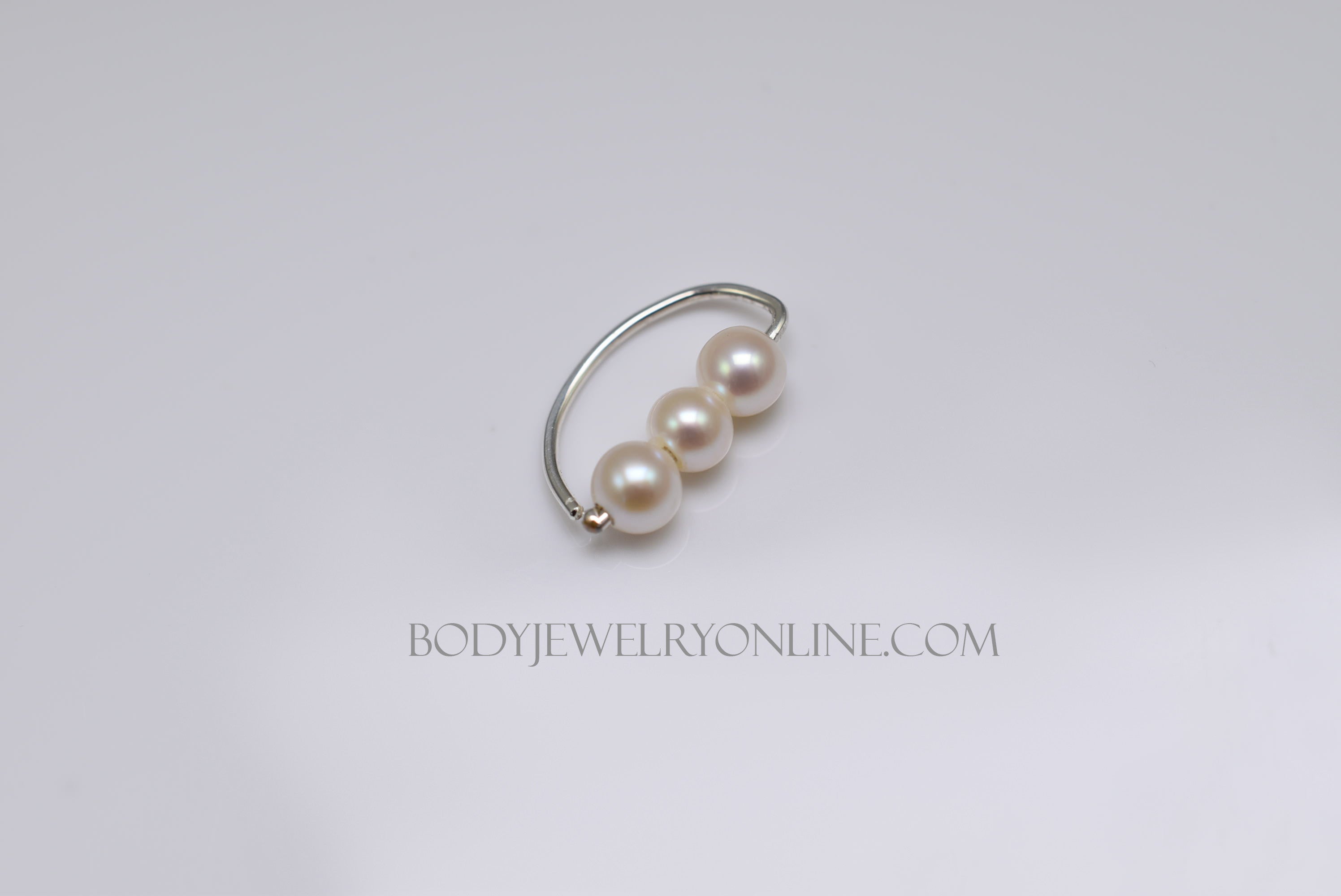 4mm Freshwater Pearl Navel Belly Ring Hoop - 14k Gold (Y, W, R), Sterling Silver, Platinum