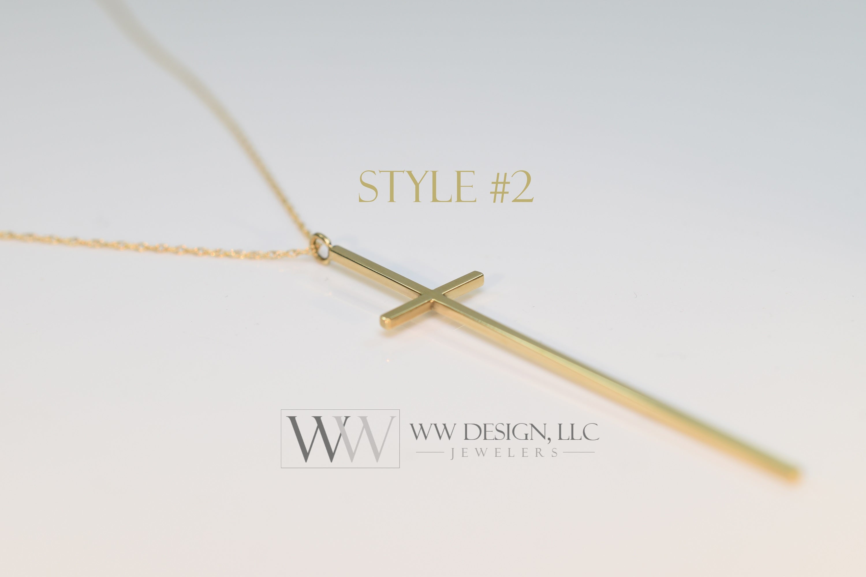 Minimalist Long CROSS Necklace - Customize- Sterling Silver or 14k Solid Gold (Yellow, White or Rose) - Celebrity Style of Nene Leakes RHOA, KTG Kathy Lee Gifford, Chenoweth, Kathie Lee Gifford