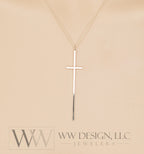Minimalist Long CROSS Necklace - Customize- Sterling Silver or 14k Solid Gold (Yellow, White or Rose) - Celebrity Style of Nene Leakes RHOA, KTG Kathy Lee Gifford, Chenoweth, Kathie Lee Gifford
