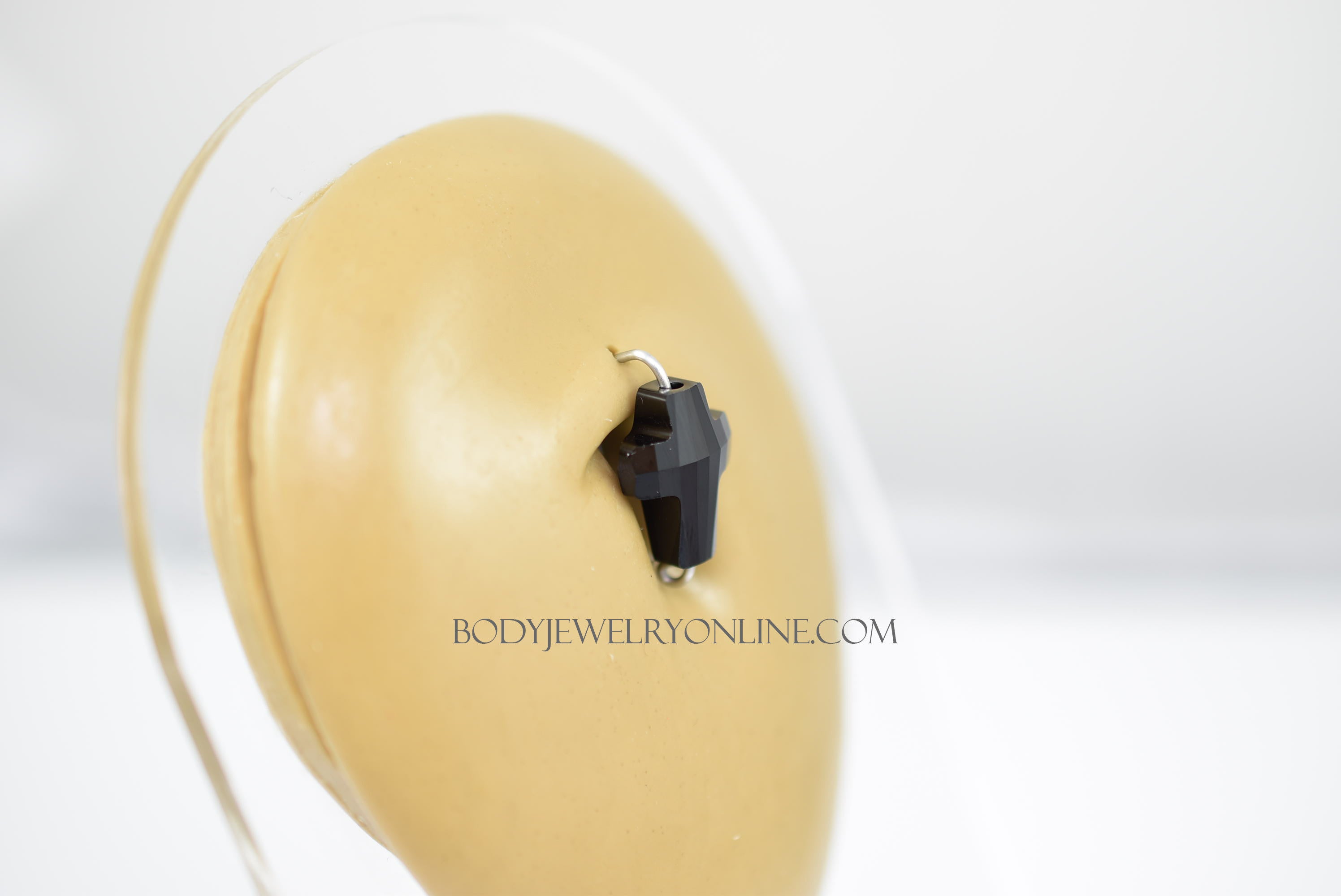 Navel Belly Ring Hoop Made with Swarovski Crystal Black Cross - 14k Gold (Y, W, R), Sterling Silver, Platinum