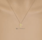 Minimalist CROSS Necklace - 14k SOLID Gold (Yellow, White, Rose), Platinum or Sterling Silver 13mmx10.5mm     WWDesignJewelers.com
