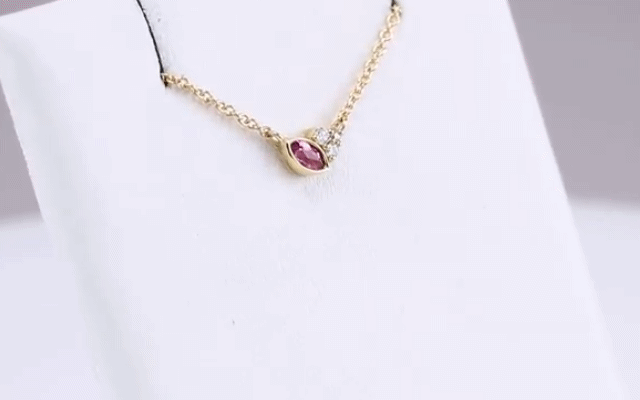 Pink Tourmaline & 0.03 CTW Diamond 16" or 18" Necklace - 14k Gold (Yellow, Rose, or White), Platinum, or Sterling Silver