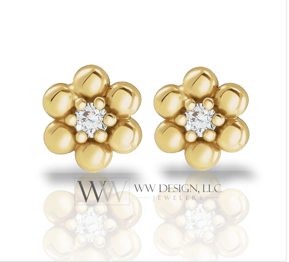 0.04 CTW Natural Diamond Daisy Earrings - 14K Gold (Y, R or W), Platinum, or Sterling Silver wwdesignjewelers.com
