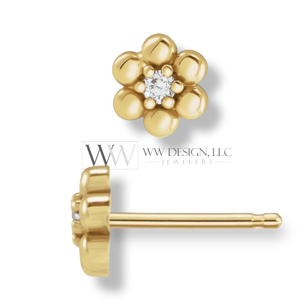 0.04 CTW Natural Diamond Daisy Earrings - 14K Gold (Y, R or W), Platinum, or Sterling Silver wwdesignjewelers.com