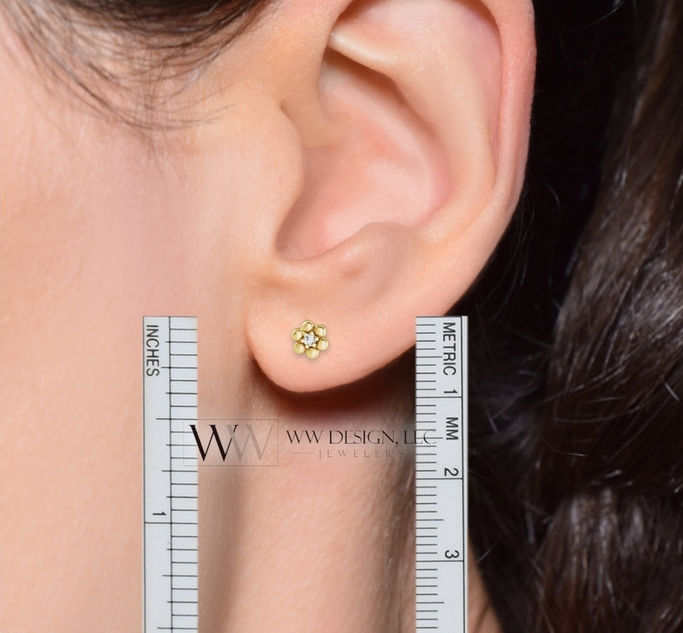 0.04 CTW Natural Diamond Daisy Earrings - 14K Gold (Y, R or W), Platinum, or Sterling Silver wwdesignjewelers.com