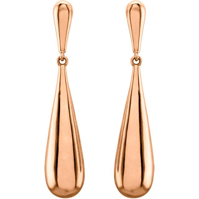 Smooth Teardrop Earrings - 14k Gold (Y, W, or R)