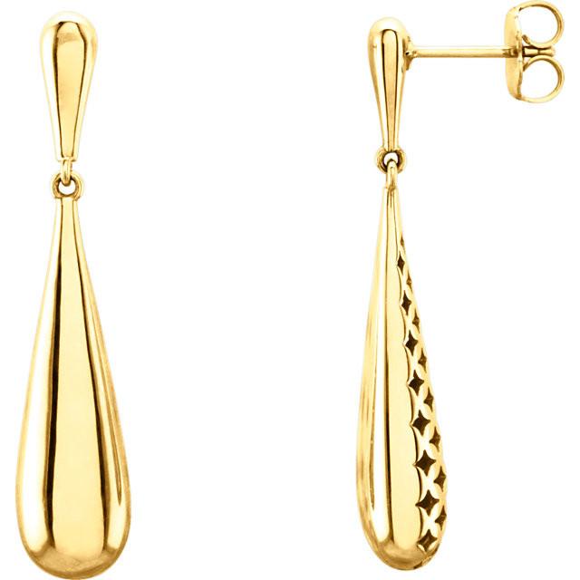 Smooth Teardrop Earrings - 14k Gold (Y, W, or R)