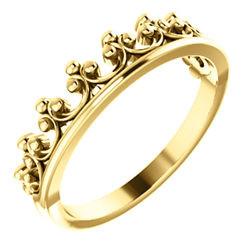 Stackable Crown Ring - Sterling Silver, 14k Gold (Y, W or R), Platinum