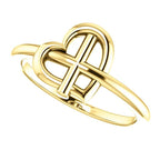 Heart Cross Ring - Sterling Silver, 14k Gold (Y, W or R), or Platinum