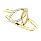 0.05 CTW Diamond Double Leaf Ring - Sterling Silver, 14k Gold (Y, W or R), Platinum