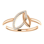 0.05 CTW Diamond Double Leaf Ring - Sterling Silver, 14k Gold (Y, W or R), Platinum