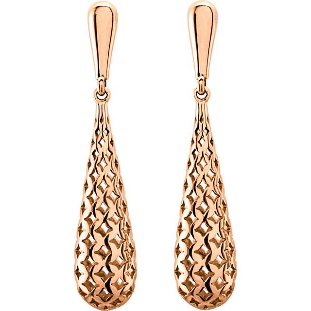 Pierced Cutout Teardrop Earrings - 14k Gold (Y, W, or R)