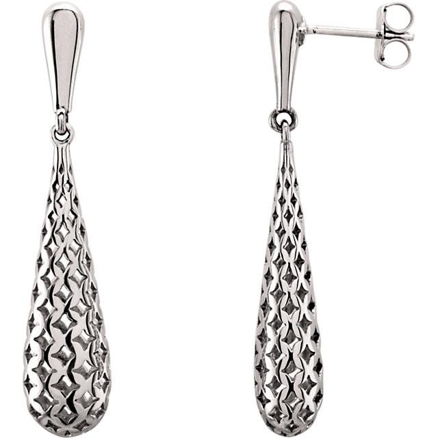 Pierced Cutout Teardrop Earrings - 14k Gold (Y, W, or R)
