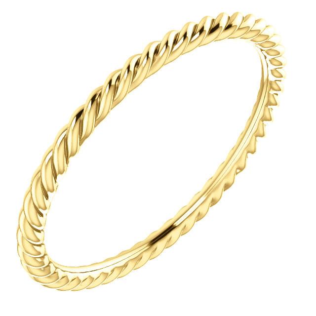 Skinny Rope Band Stackable Ring - 14k, 10k, 18k Gold (Y, W or R), Platinum, Sterling Silver