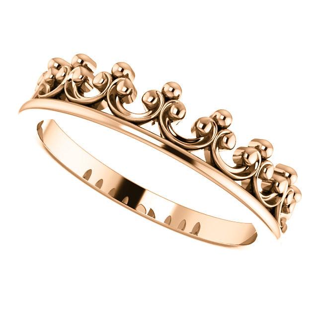 Stackable Crown Ring - Sterling Silver, 14k Gold (Y, W or R), Platinum