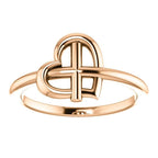 Heart Cross Ring - Sterling Silver, 14k Gold (Y, W or R), or Platinum