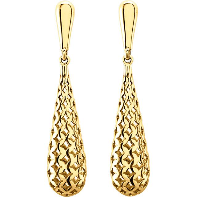 Pierced Cutout Teardrop Earrings - 14k Gold (Y, W, or R)