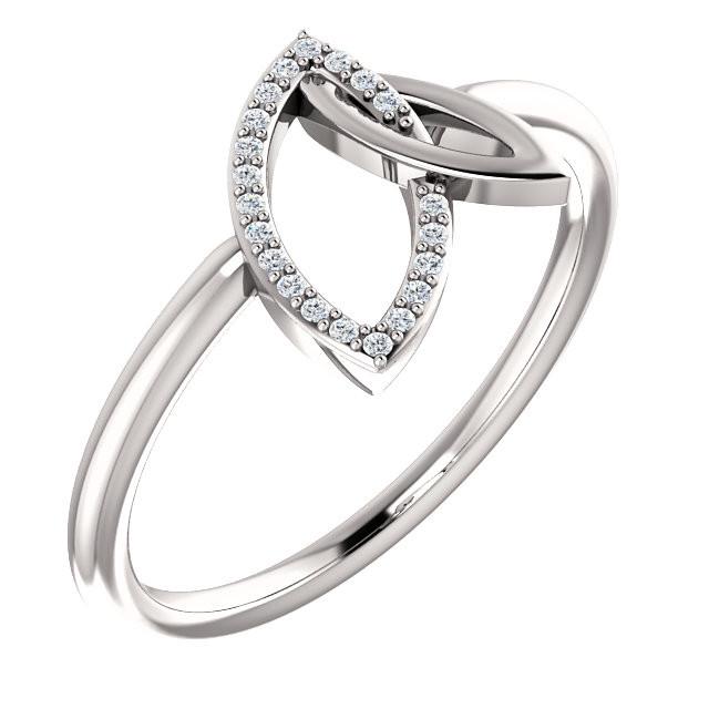 0.05 CTW Diamond Double Leaf Ring - Sterling Silver, 14k Gold (Y, W or R), Platinum