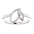 0.05 CTW Diamond Double Leaf Ring - Sterling Silver, 14k Gold (Y, W or R), Platinum