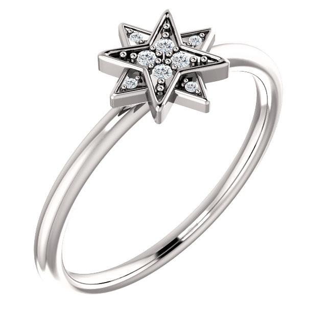 0.04 CTW Diamond Star Ring - Sterling Silver, 14k Gold (Y, W or R), Platinum