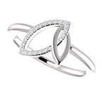 0.05 CTW Diamond Double Leaf Ring - Sterling Silver, 14k Gold (Y, W or R), Platinum