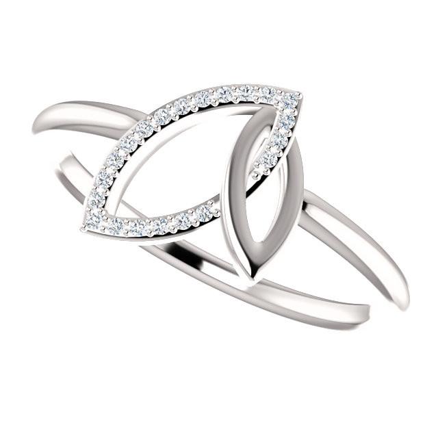 0.05 CTW Diamond Double Leaf Ring - Sterling Silver, 14k Gold (Y, W or R), Platinum