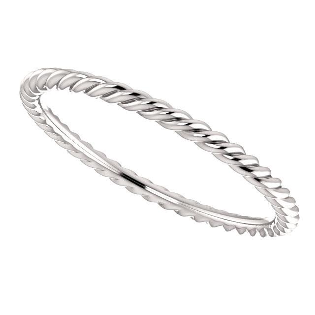 Skinny Rope Band Stackable Ring - 14k, 10k, 18k Gold (Y, W or R), Platinum, Sterling Silver