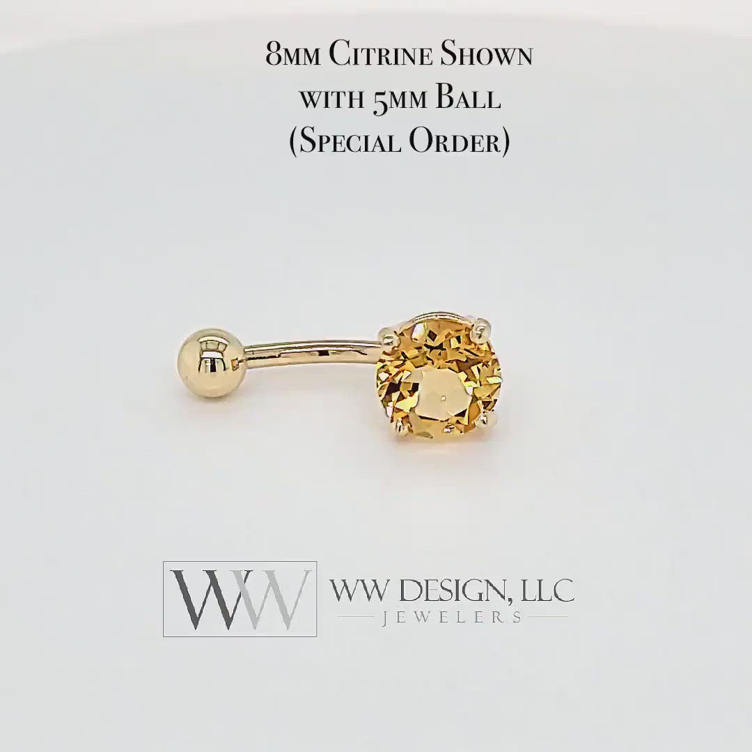 Citrine Genuine 5mm 0.48ct Belly Navel Ring Curved Barbell 14k Yellow Gold 14k White Gold 14k Rose Gold 14 ga Gift Body Jewelry Belly Ring