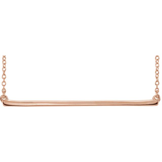 Straight Bar Necklace 16-18" - 14k Gold (Y, W or R), or Sterling Silver