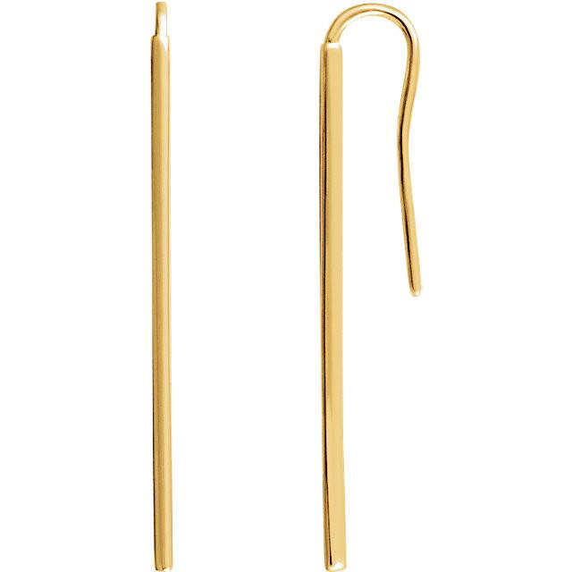 Long Vertical Bar Earrings - 14K Gold (Y, W or R), or Sterling Silver