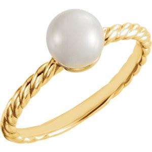 6.5-7mm Freshwater Cultured Pearl Rope Ring - 14k Gold (Y, W or R), Sterling Silver