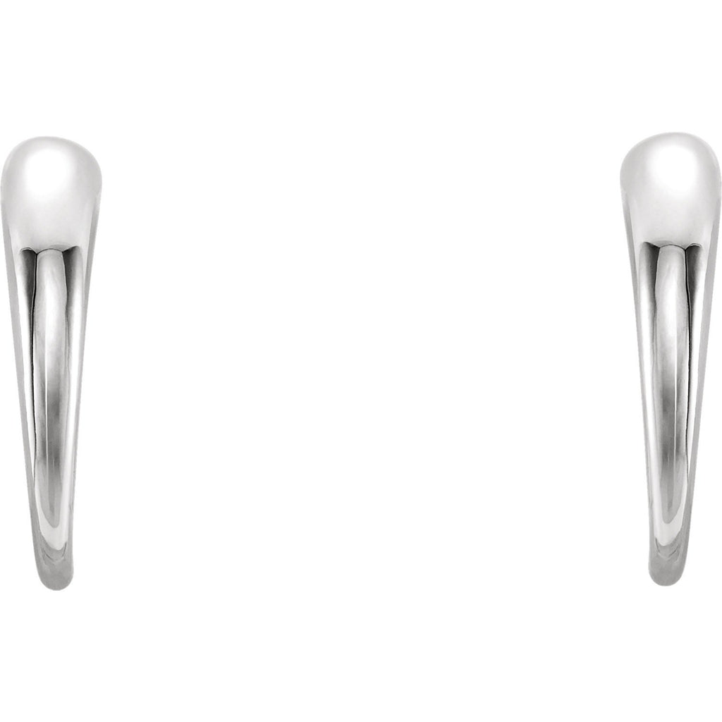 Horn Shaped J-Hoop Earrings - 14K White Gold, Sterling Silver, Platinum