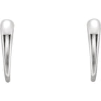 Horn Shaped J-Hoop Earrings - 14K White Gold, Sterling Silver, Platinum