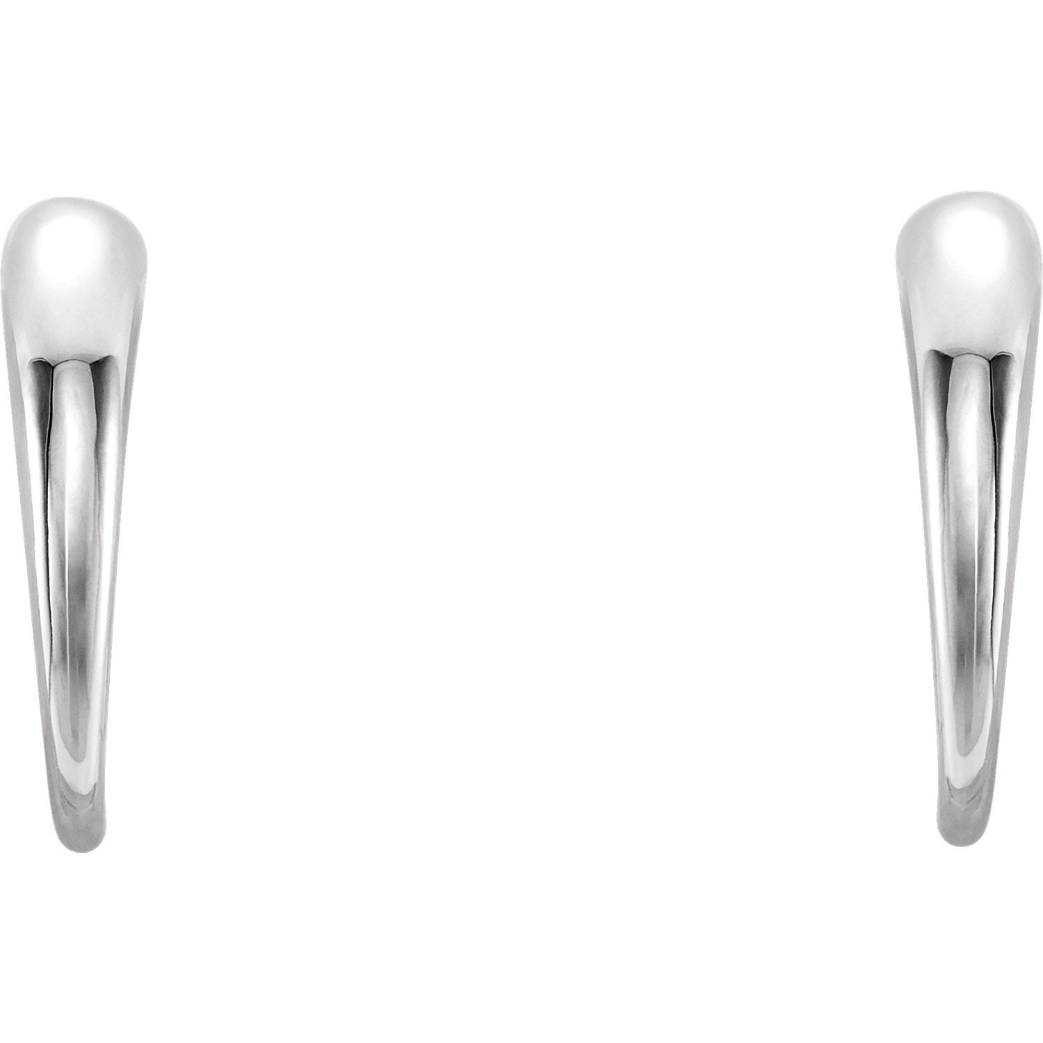 Horn Shaped J-Hoop Earrings - 14K White Gold, Sterling Silver, Platinum
