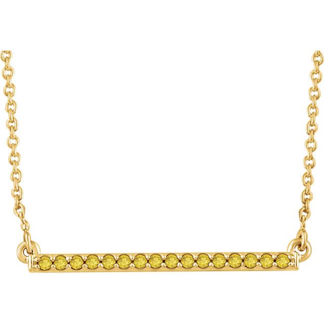1/6 CTW Yellow Diamond Bar Necklace  16-18" - 14k Yellow Gold